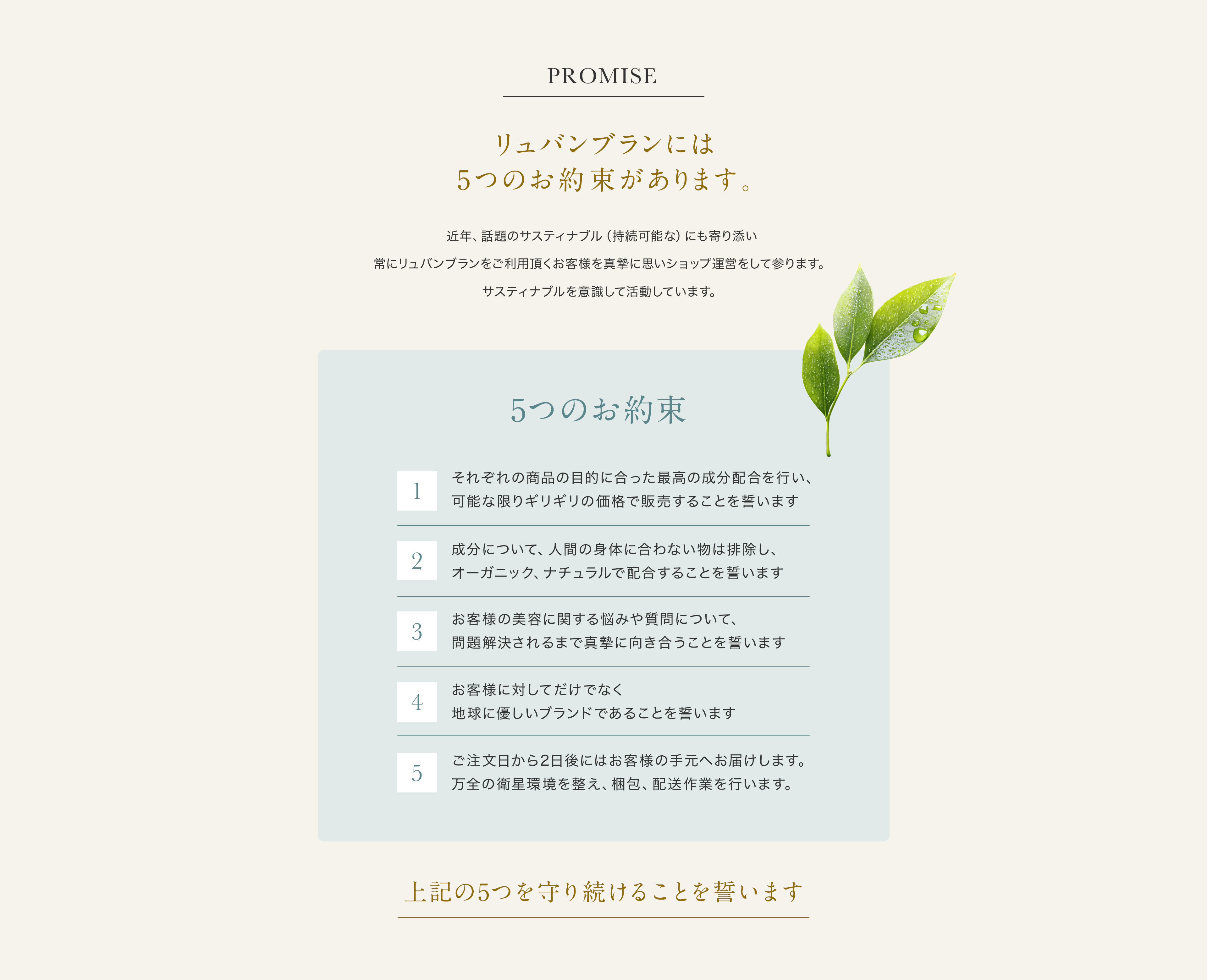 リュバンブラン５つの約束